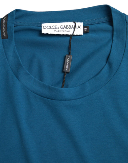 Dolce &amp; Gabbana T-shirt met ronde hals en korte mouwen, blauw met logo.