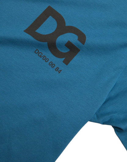Dolce &amp; Gabbana T-shirt met ronde hals en korte mouwen, blauw met logo.