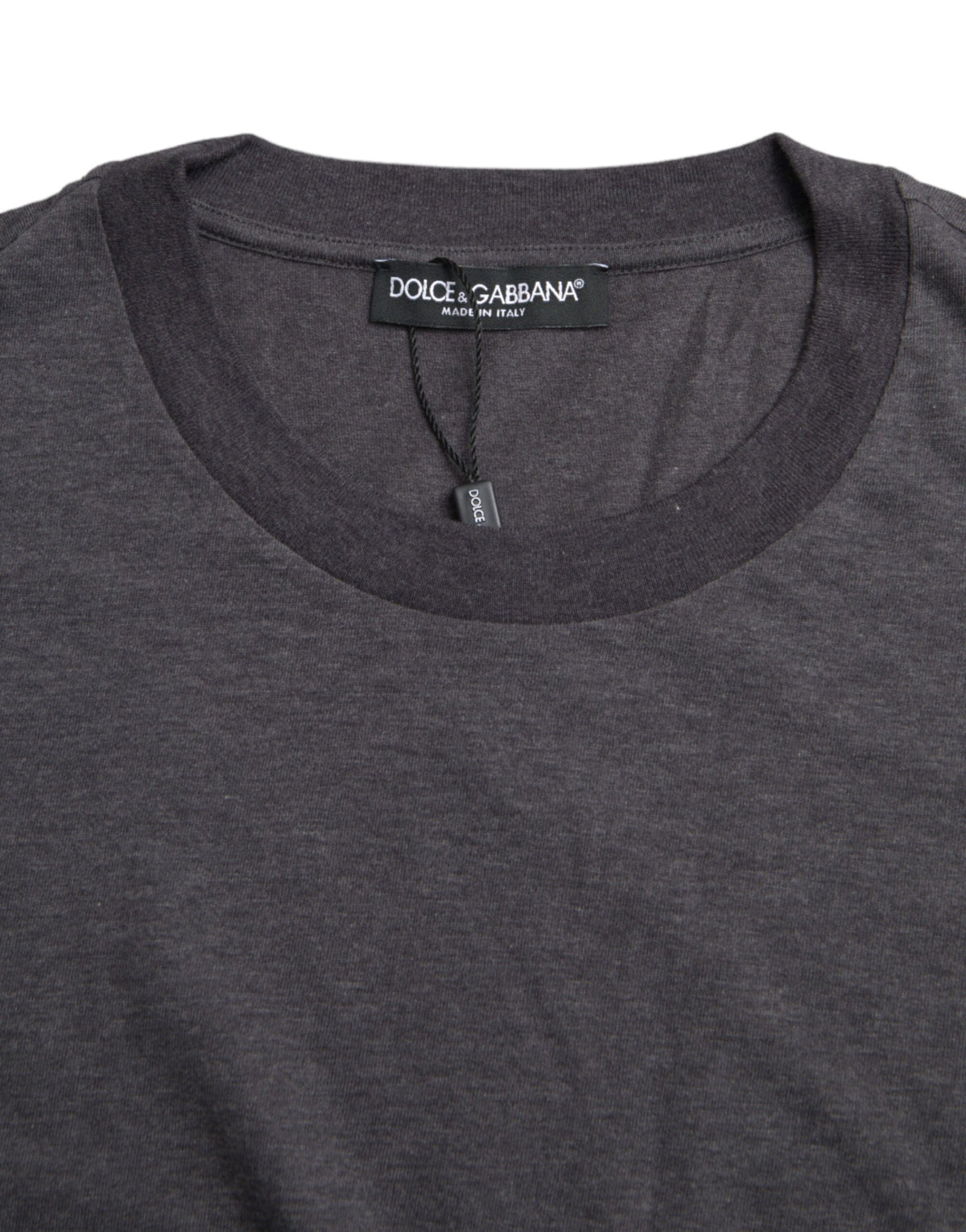 T-shirt gris en coton à manches courtes et col rond de Dolce &amp; Gabbana