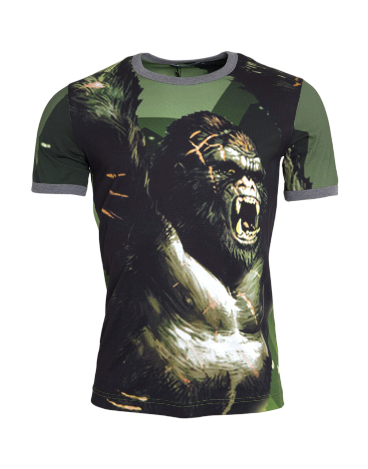 T-shirt à manches courtes en coton vert avec motif gorille de Dolce &amp; Gabbana