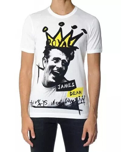 T-shirt homme à manches courtes en coton blanc avec imprimé graphique Dolce &amp; Gabbana