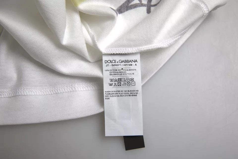 T-shirt homme à manches courtes en coton blanc avec imprimé graphique Dolce &amp; Gabbana