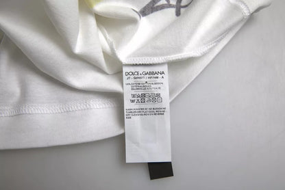T-shirt homme à manches courtes en coton blanc avec imprimé graphique Dolce &amp; Gabbana