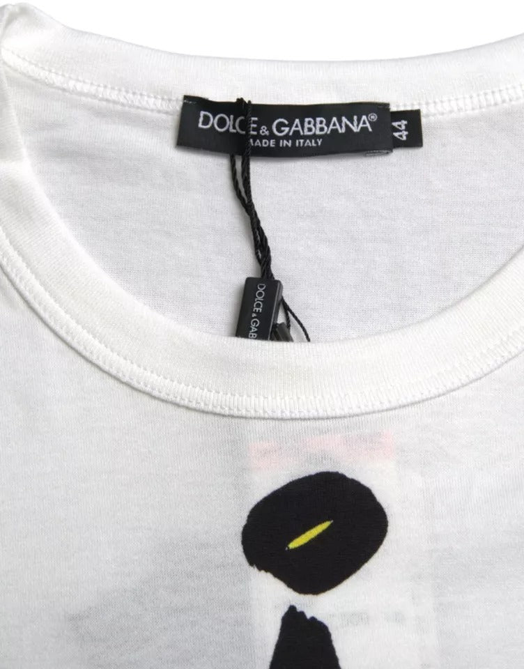 T-shirt homme à manches courtes en coton blanc avec imprimé graphique Dolce &amp; Gabbana