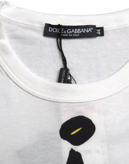 T-shirt homme à manches courtes en coton blanc avec imprimé graphique Dolce &amp; Gabbana