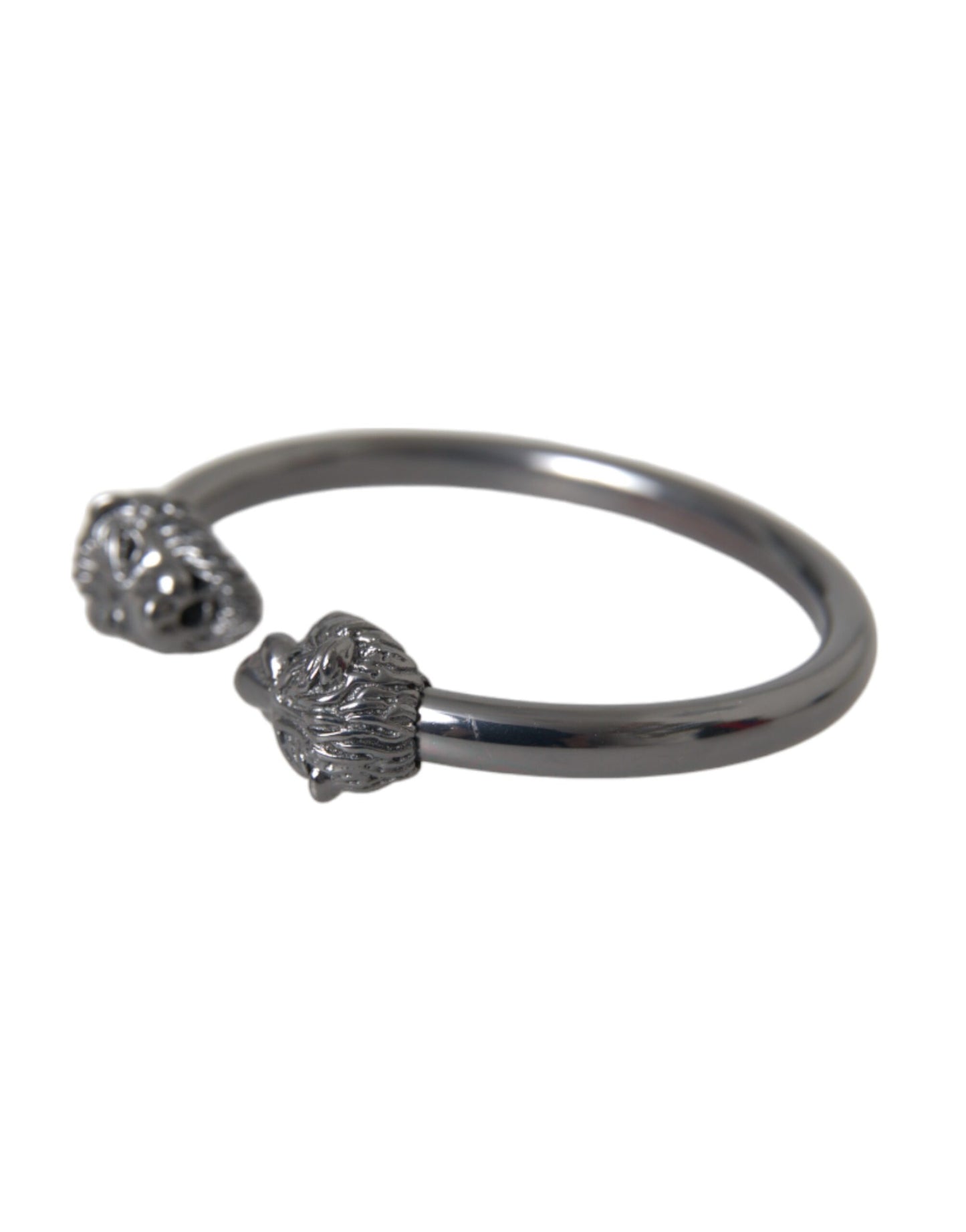 Nialaya Zwarte Rhodium Leeuw Bangle Armband Dames