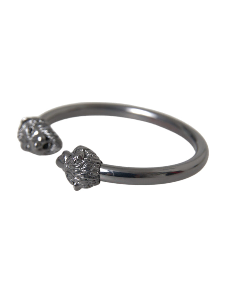 Bracelet Bangle Lion en Rhodium Noir Nialaya pour Femmes