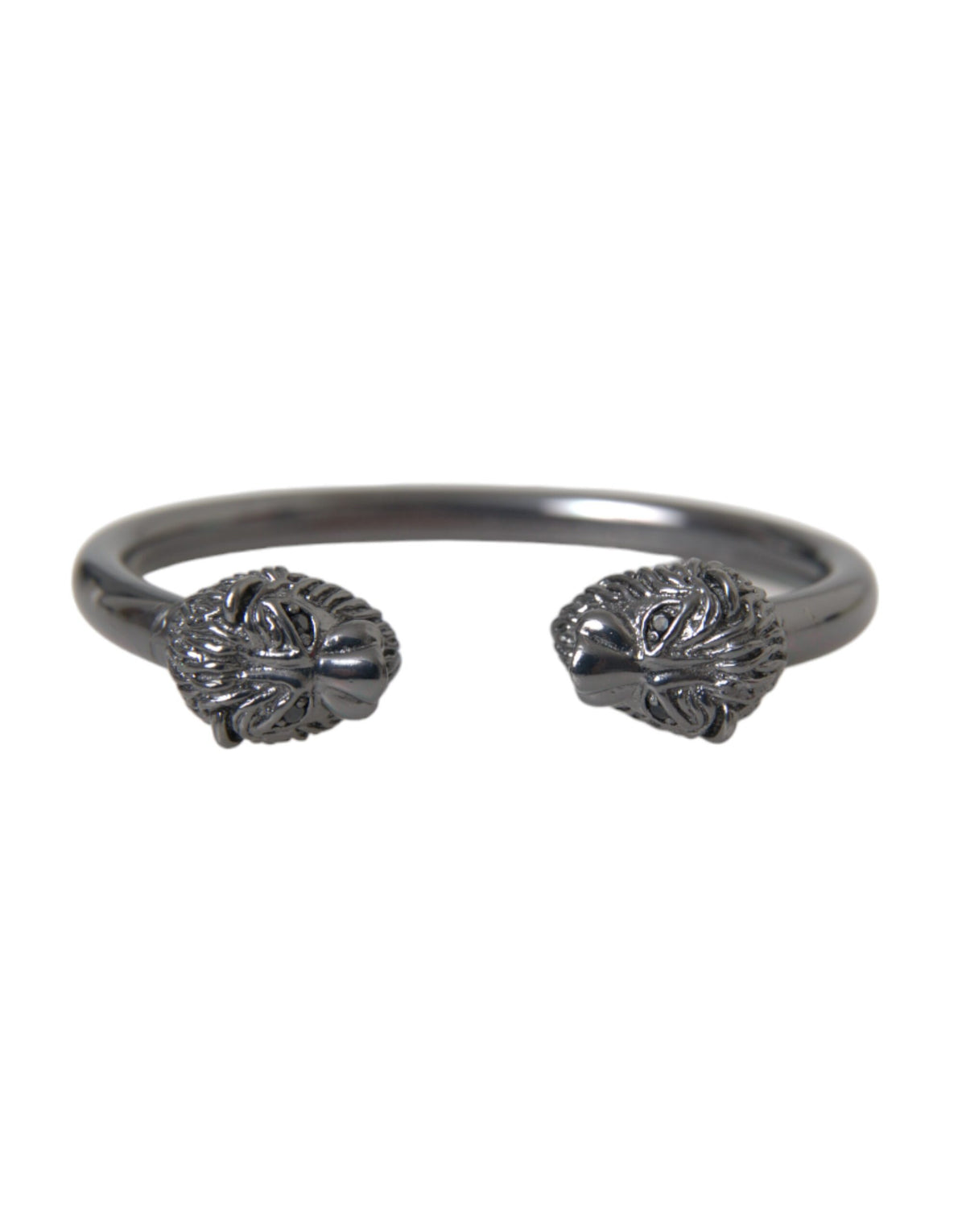 Bracelet Bangle Lion en Rhodium Noir Nialaya pour Femmes