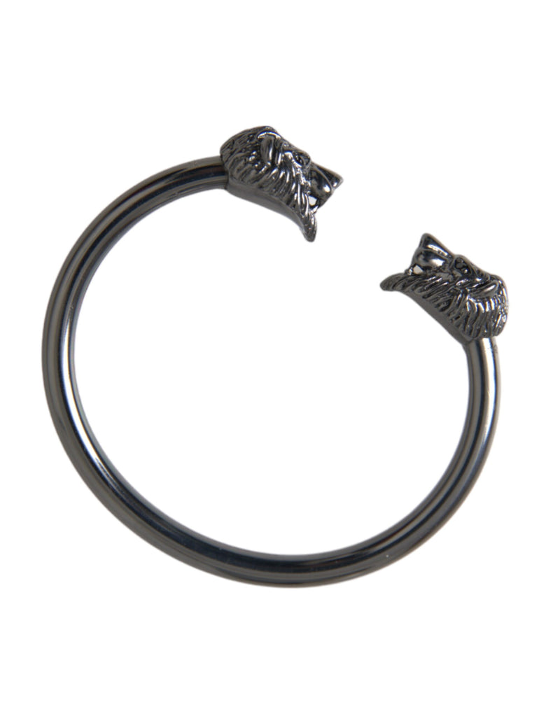 Bracelet Bangle Lion en Rhodium Noir Nialaya pour Femmes
