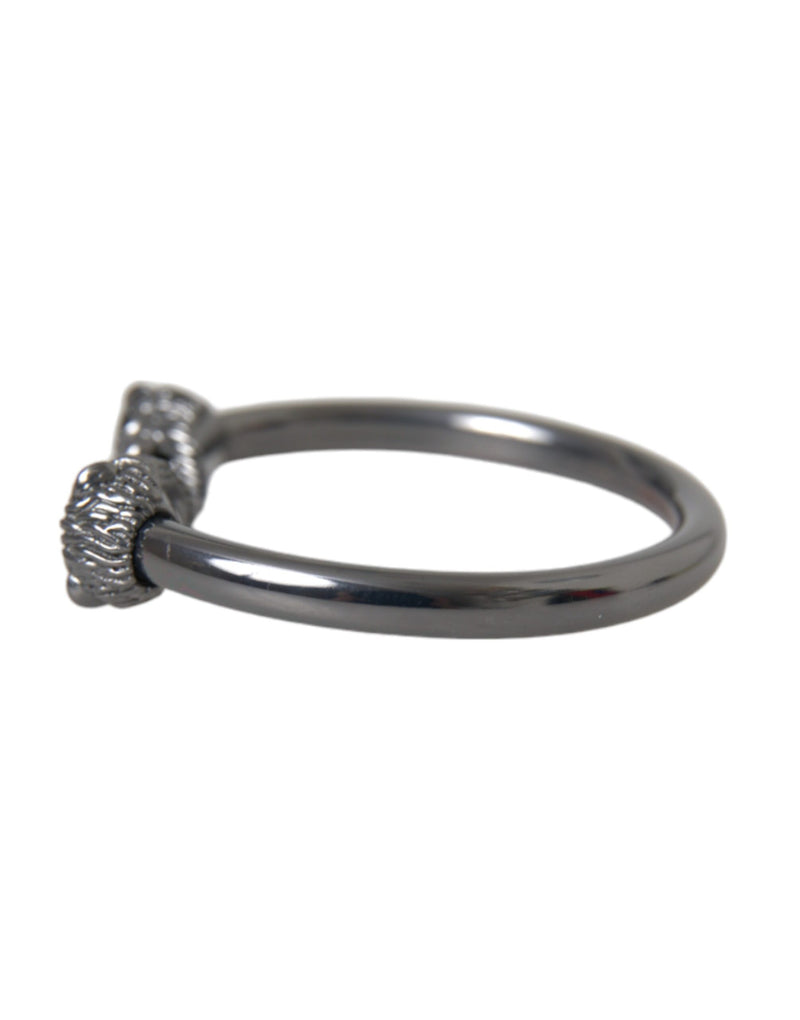 Bracelet Bangle Lion en Rhodium Noir Nialaya pour Femmes
