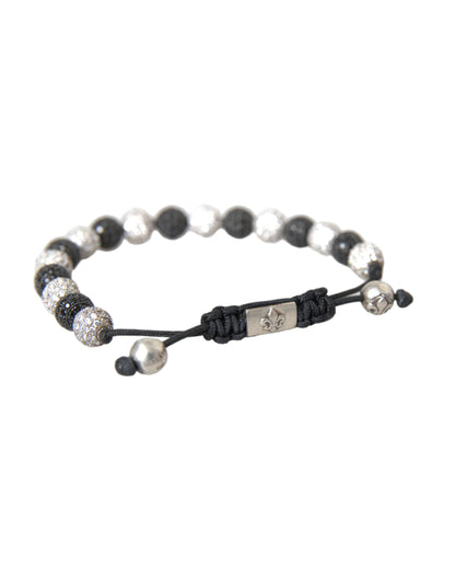 Nialaya CZ Kristallen Bol Zwart Wit Kralen Armband