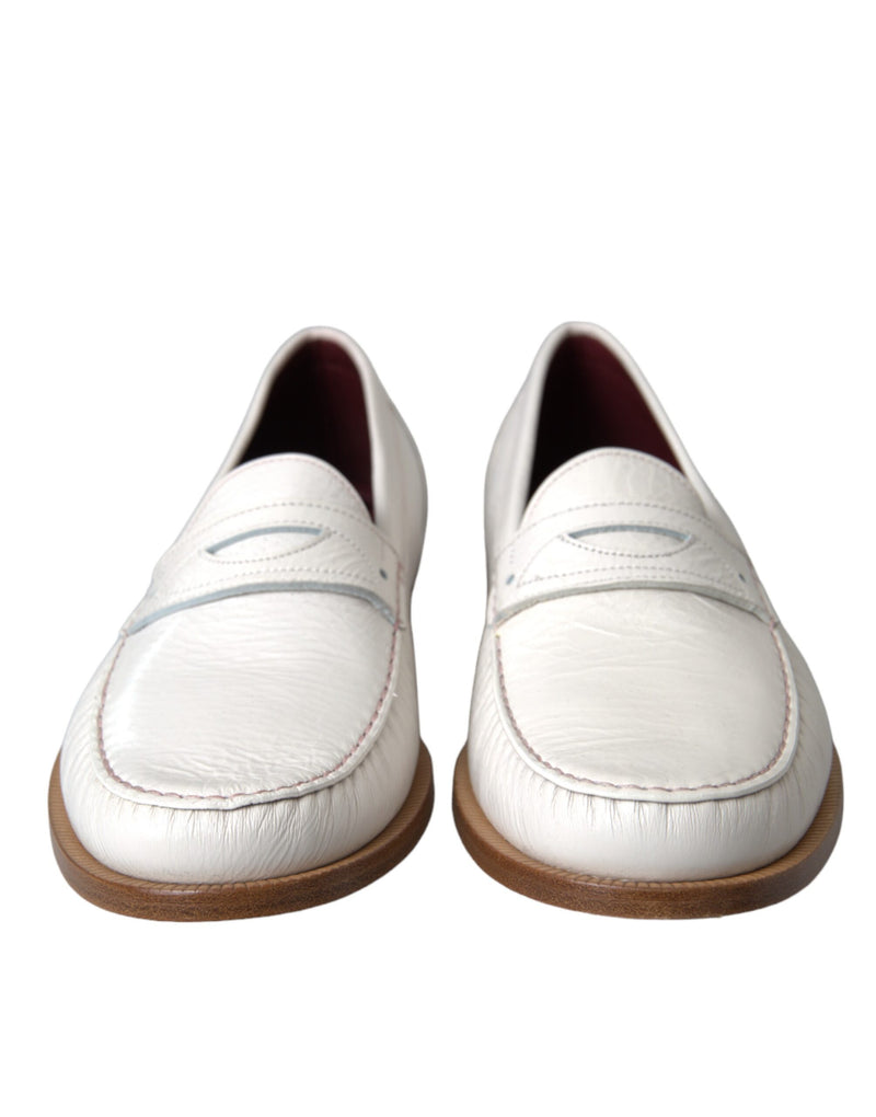 Dolce & Gabbana Mocassins en Cuir Blanc pour Homme