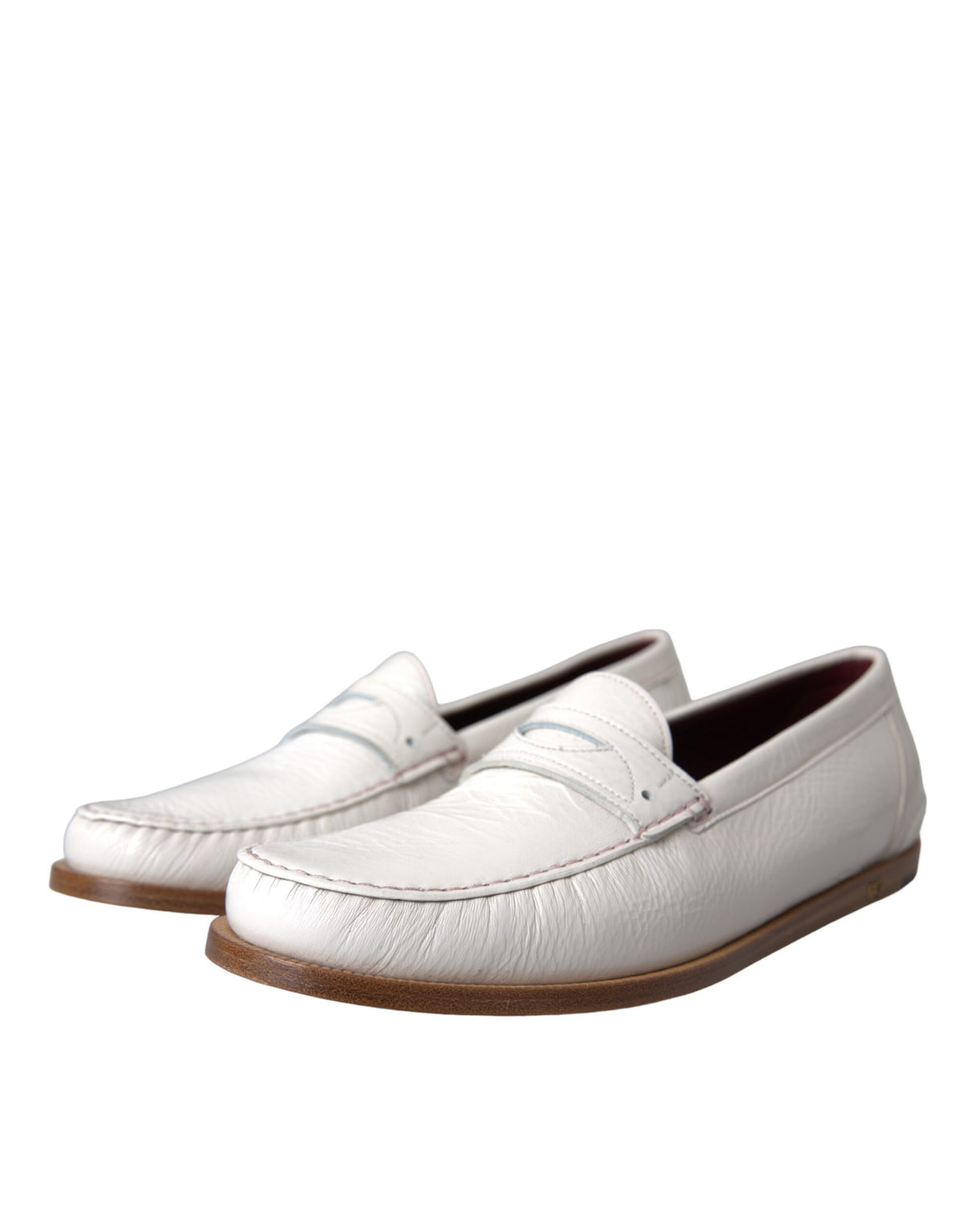 Dolce & Gabbana Mocassins en Cuir Blanc pour Homme