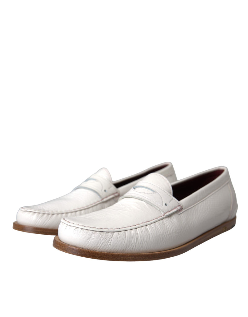 Dolce & Gabbana Mocassins en Cuir Blanc pour Homme