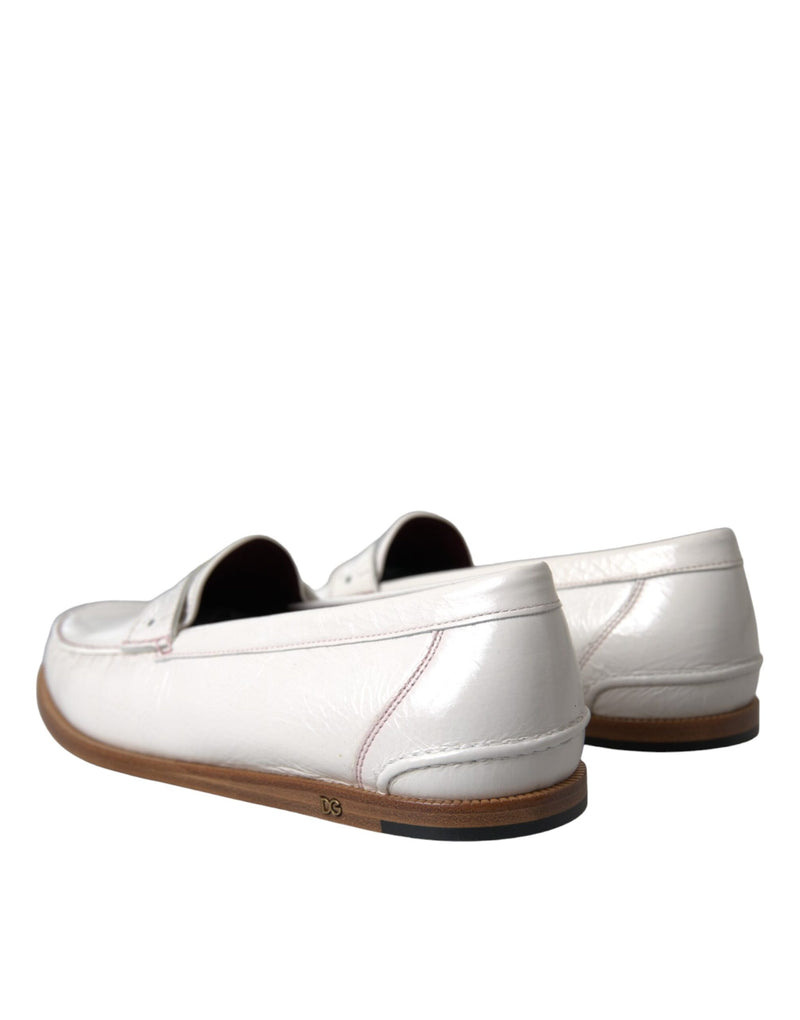 Dolce & Gabbana Mocassins en Cuir Blanc pour Homme