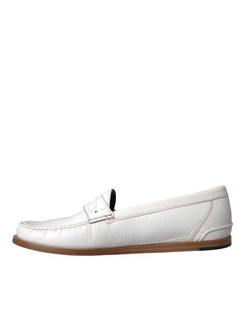 Dolce & Gabbana Mocassins en Cuir Blanc pour Homme