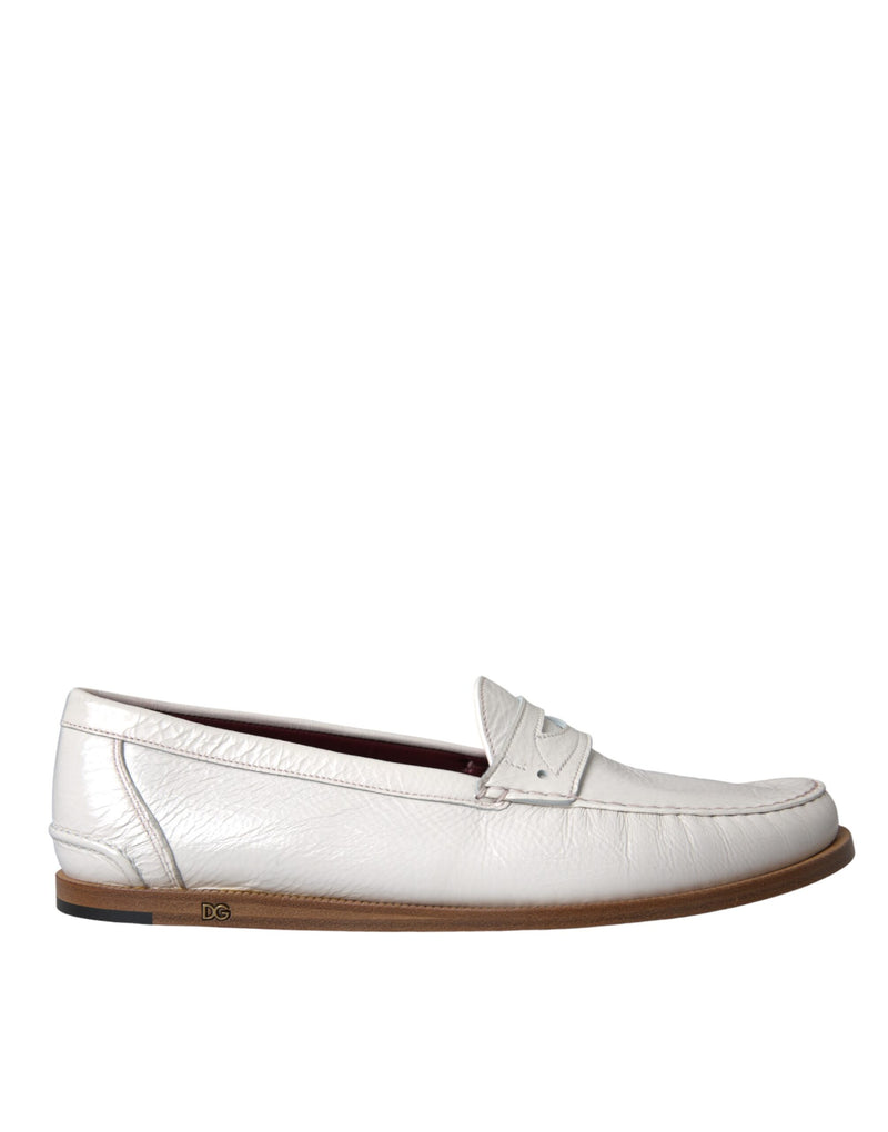 Dolce & Gabbana Mocassins en Cuir Blanc pour Homme