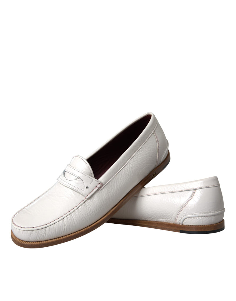Dolce & Gabbana Mocassins en Cuir Blanc pour Homme