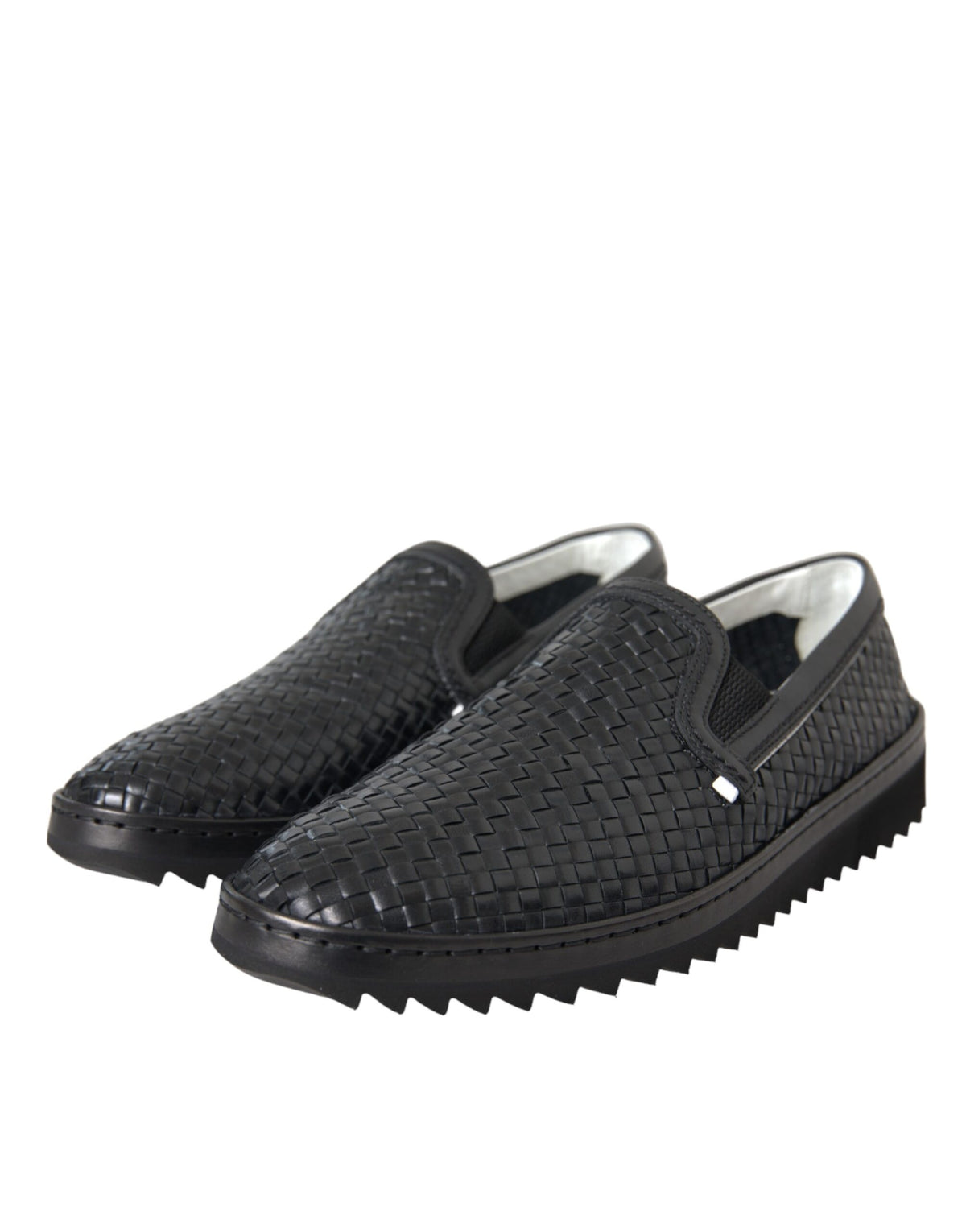 Dolce & Gabbana Black Woven Buffalo Leather Loafers for Men