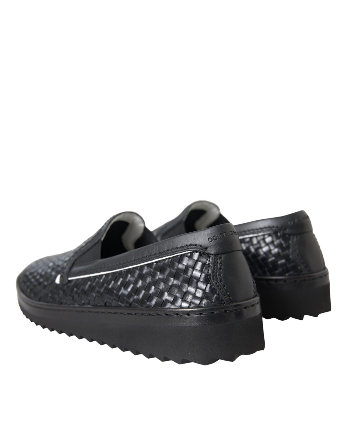 Dolce & Gabbana Black Woven Buffalo Leather Loafers for Men