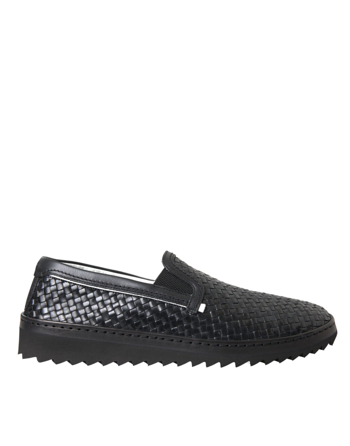 Dolce & Gabbana Black Woven Buffalo Leather Loafers for Men
