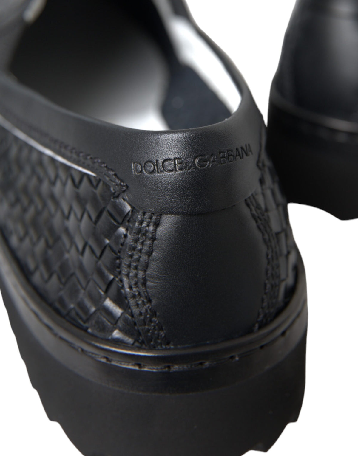 Dolce & Gabbana Black Woven Buffalo Leather Loafers for Men