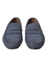 Dolce & Gabbana Blue Calfskin Leather Slip-On Moccasin Shoes