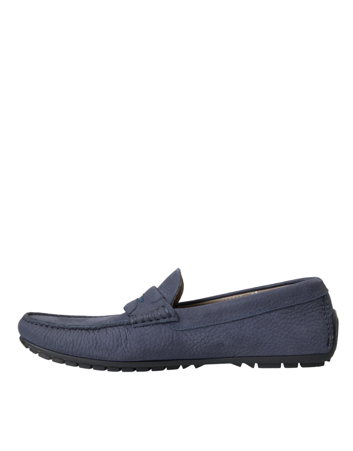 Dolce & Gabbana Blue Calfskin Leather Slip-On Moccasin Shoes