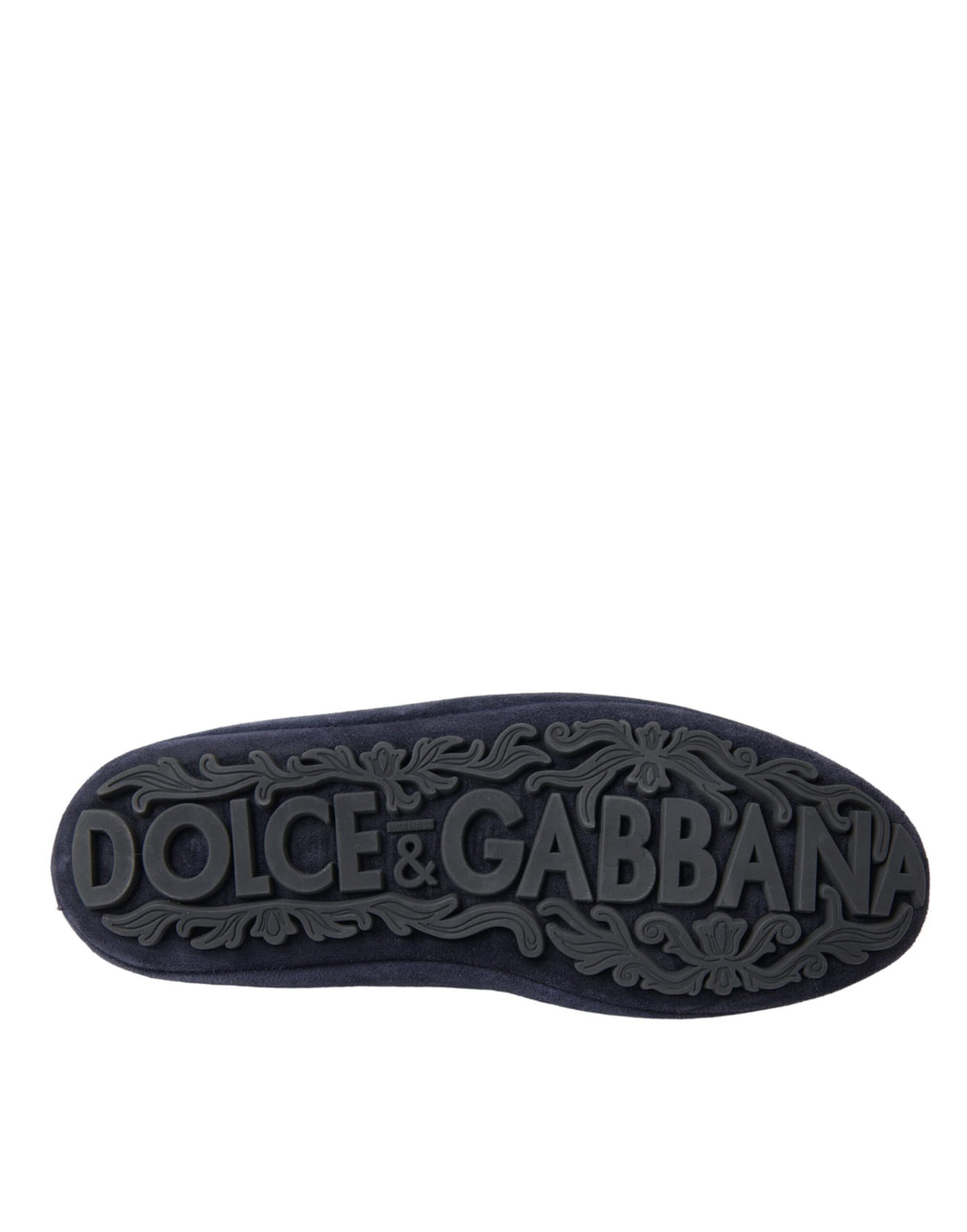 Dolce & Gabbana Blue Leather Suede Crystal Crown Loafers