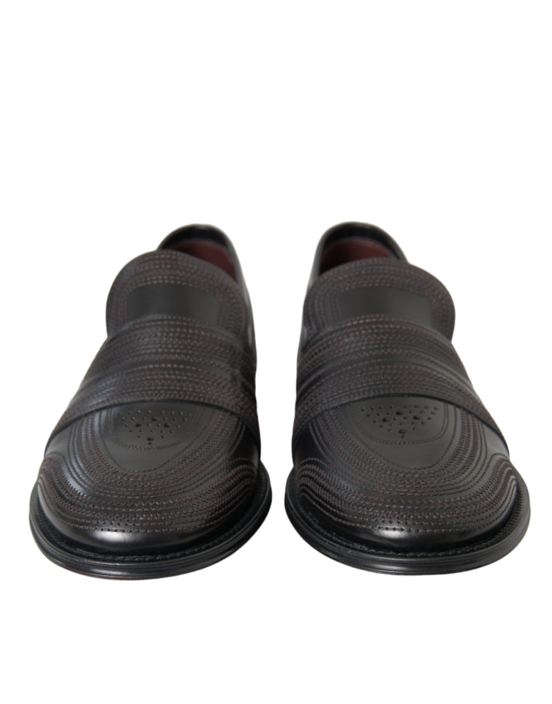 Dolce & Gabbana Black Leather Loafer Men Dress Shoes