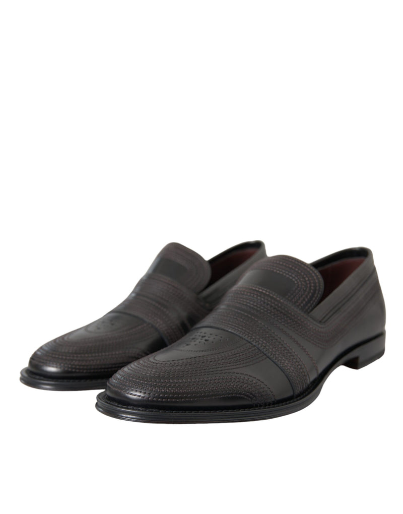 Dolce & Gabbana Black Leather Loafer Men Dress Shoes