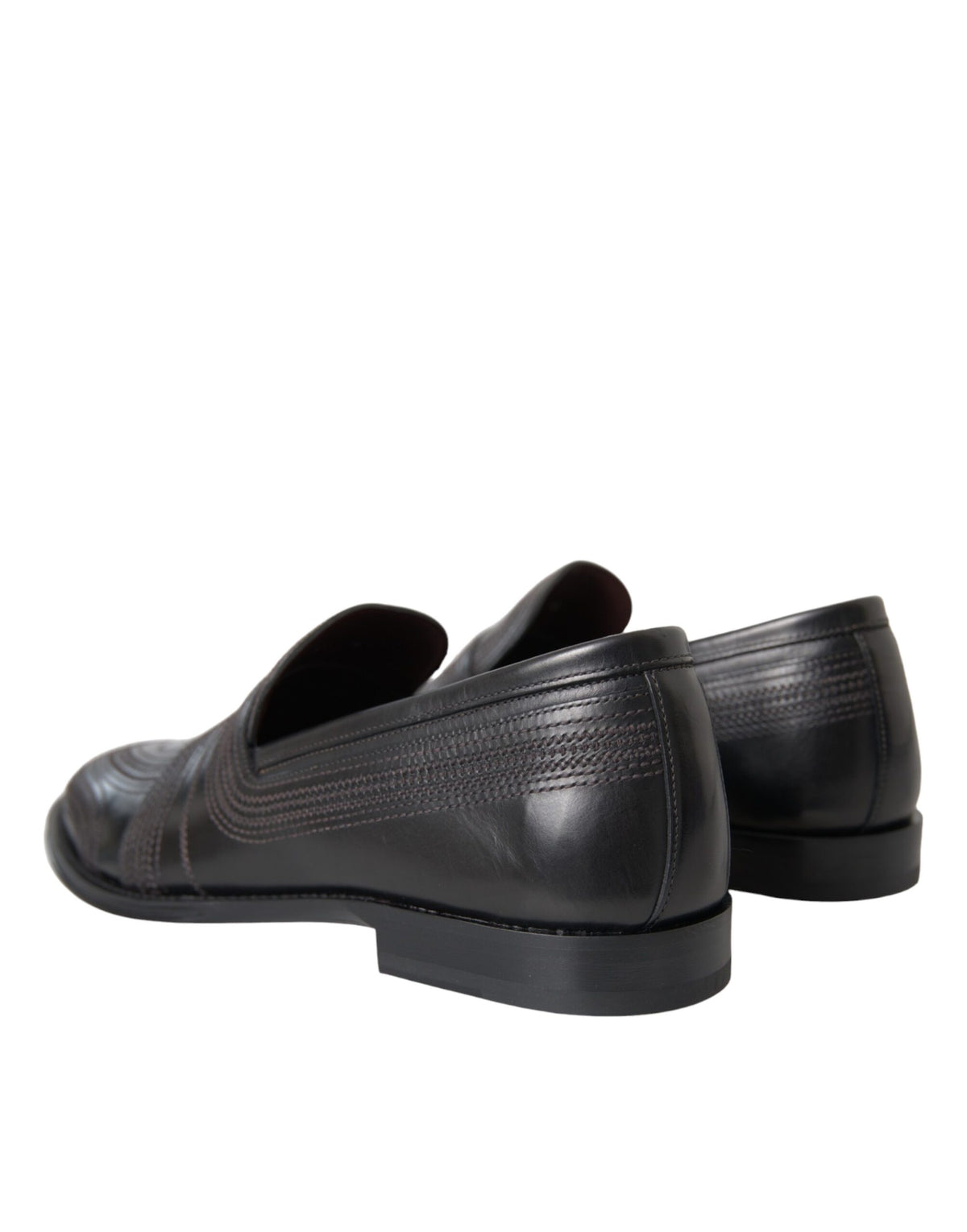 Dolce & Gabbana Black Leather Loafer Men Dress Shoes