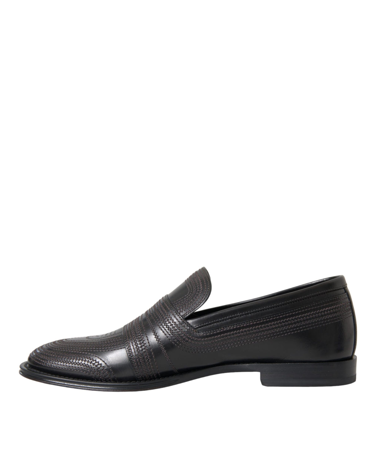 Dolce & Gabbana Black Leather Loafer Men Dress Shoes