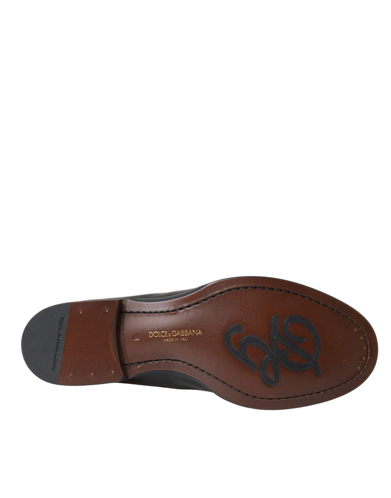 Dolce & Gabbana Black Leather Loafer Men Dress Shoes