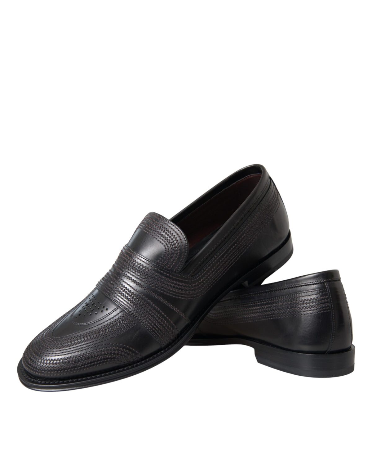 Dolce & Gabbana Black Leather Loafer Men Dress Shoes