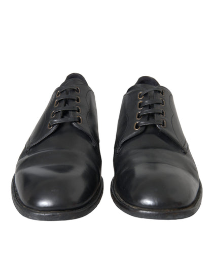Dolce & Gabbana leren herenschoenen, zwarte derby's, geschikt voor formele gelegenheden.
