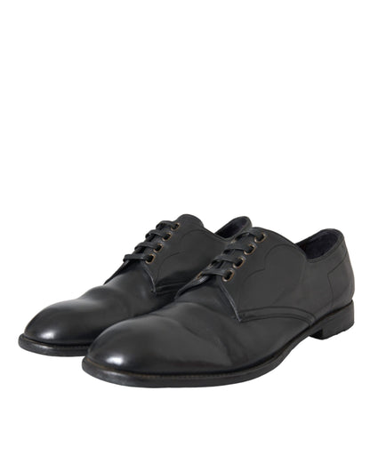 Dolce & Gabbana leren herenschoenen, zwarte derby's, geschikt voor formele gelegenheden.