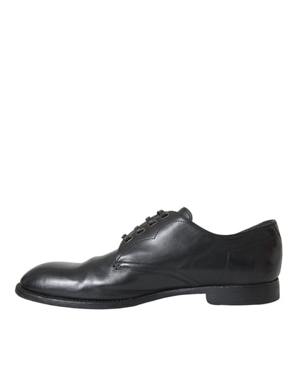 Dolce & Gabbana leren herenschoenen, zwarte derby's, geschikt voor formele gelegenheden.