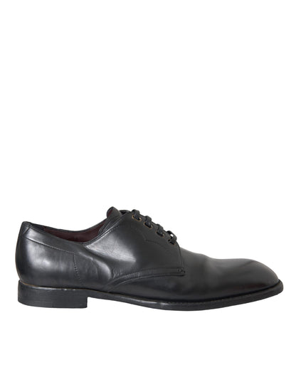 Dolce & Gabbana leren herenschoenen, zwarte derby's, geschikt voor formele gelegenheden.