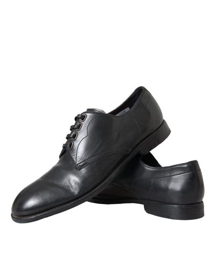 Dolce & Gabbana leren herenschoenen, zwarte derby's, geschikt voor formele gelegenheden.