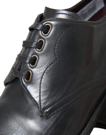 Dolce & Gabbana leren herenschoenen, zwarte derby's, geschikt voor formele gelegenheden.