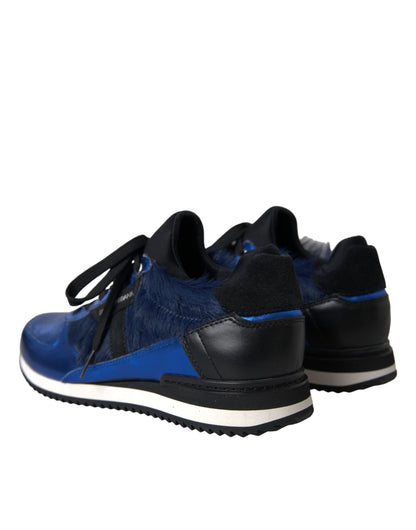 Dolce & Gabbana Blauwe en Zwarte Kalfsleren Sneakers
