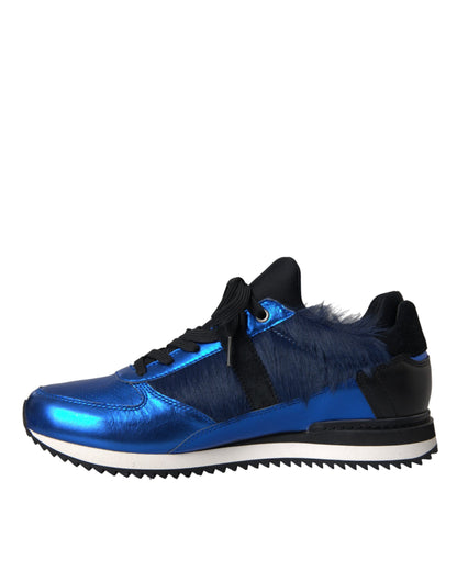 Dolce & Gabbana Blauwe en Zwarte Kalfsleren Sneakers