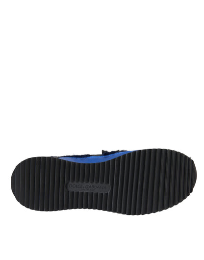 Dolce & Gabbana Blauwe en Zwarte Kalfsleren Sneakers