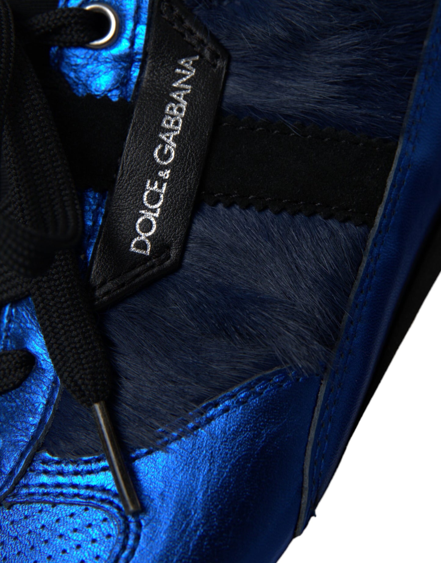 Dolce & Gabbana Blauwe en Zwarte Kalfsleren Sneakers