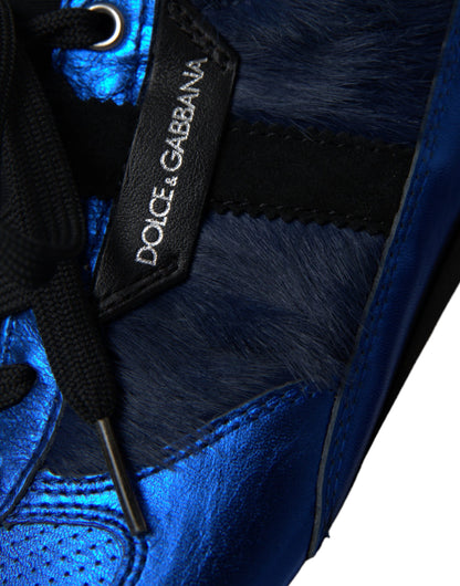 Dolce & Gabbana Blauwe en Zwarte Kalfsleren Sneakers