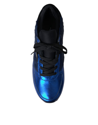 Dolce & Gabbana Blauwe en Zwarte Kalfsleren Sneakers