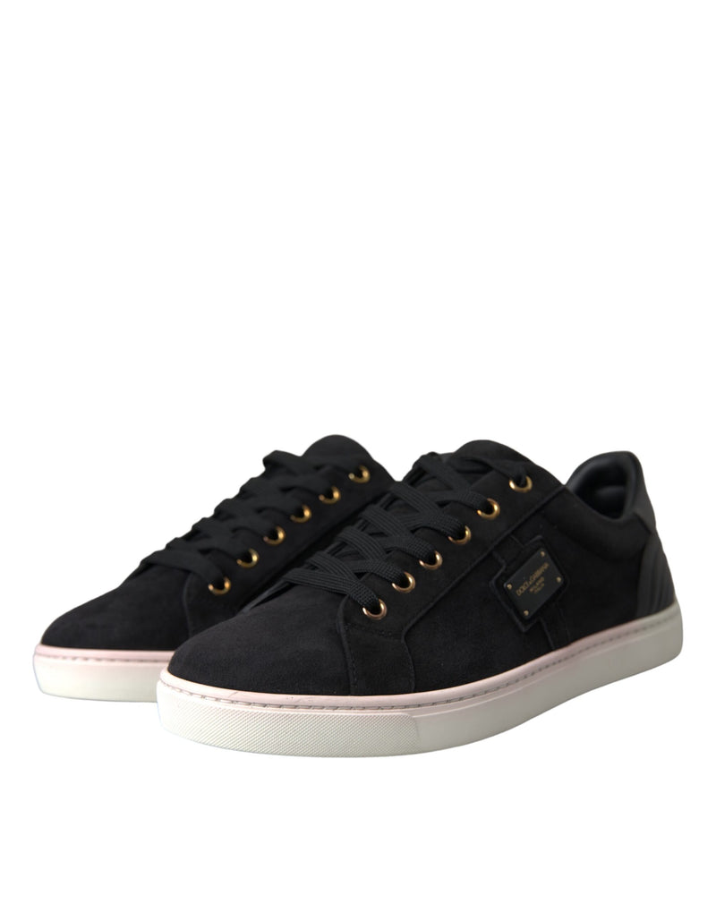 Dolce & Gabbana Black Suede Leather Low Top Sneakers for Men