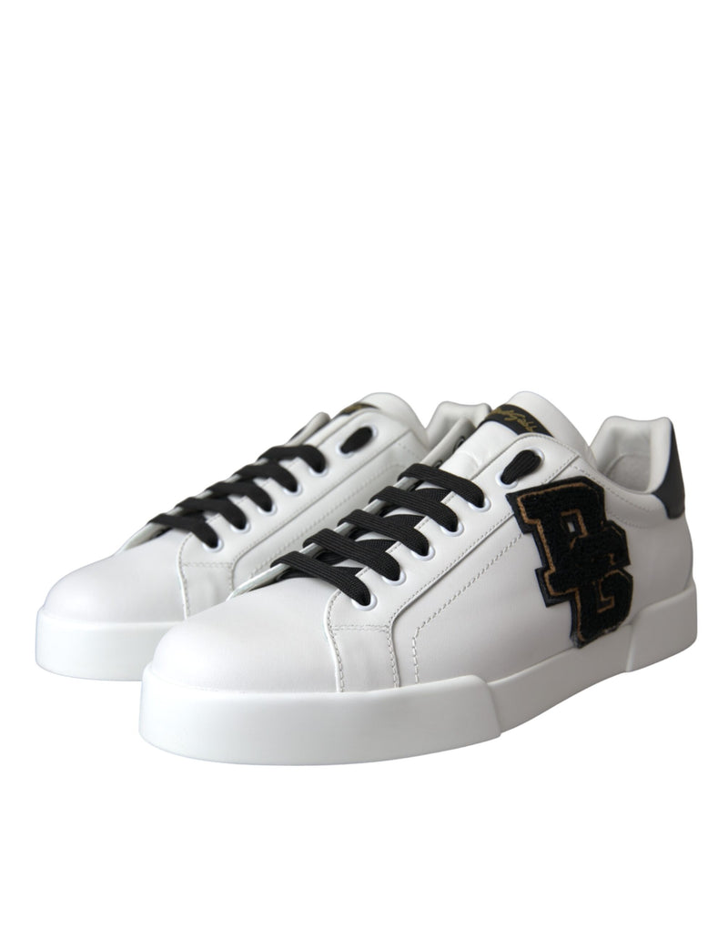 Dolce & Gabbana White Leather DG Logo Casual Low Top Sneakers