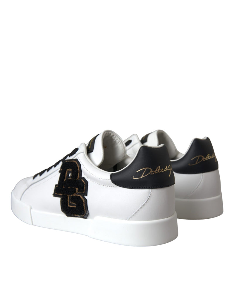 Dolce & Gabbana White Leather DG Logo Casual Low Top Sneakers
